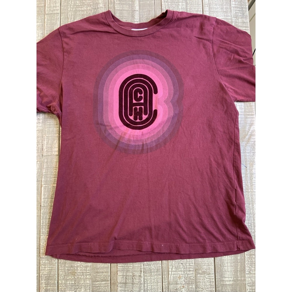 Coach‎ Men's Maroon Signature Organic Cotton T Shirt Size Large Authentic Tee